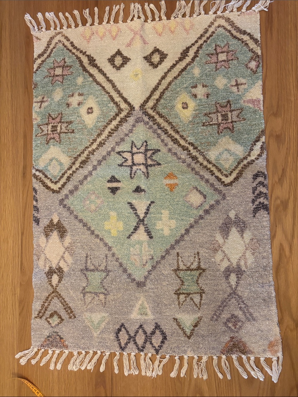 Urban Outfitters Pastel Moroccan-Style Accent Rug in Mint, Blush & Cream